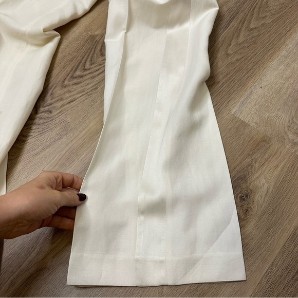 Rebecca Taylor White Satin Trim Tuxedo Style Linen Pants size 4 - Picture 7 of 8